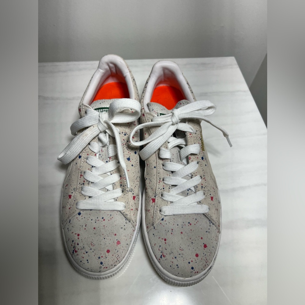Puma Men's Natural Paint Splatter Sneakers Suede Classic Allo Gray Size 8.5 - Picture 3 of 13